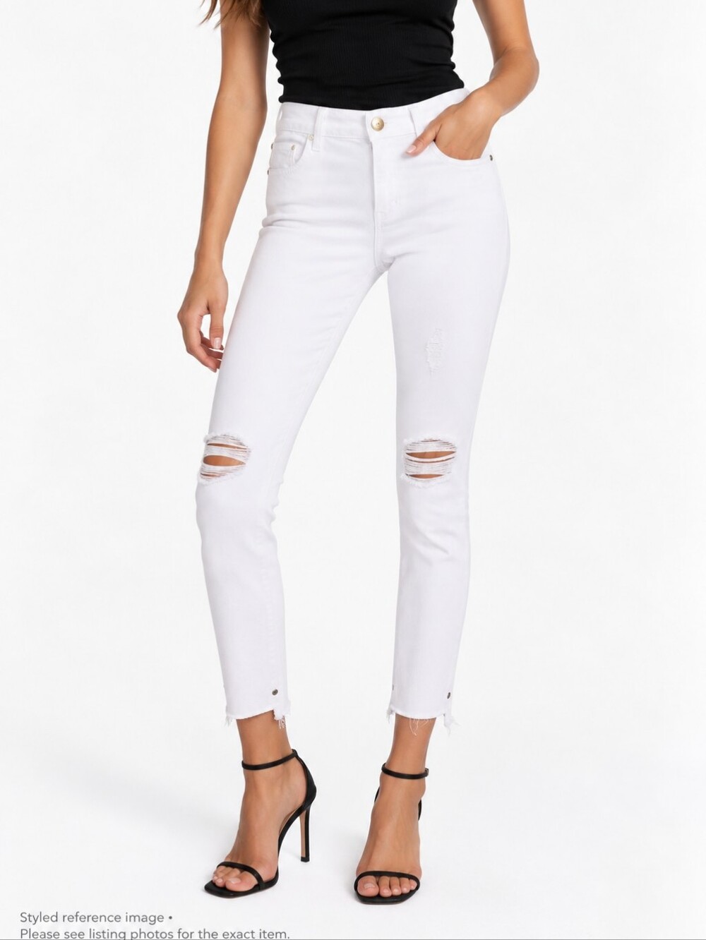 FRAME Ali High Rise Cigarette  Skinny Jeans in White Size 26 Waist